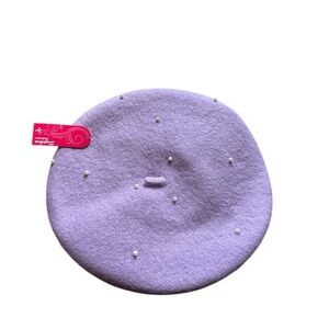 Purple Women’s Beret with Pearlsabd rhinestones